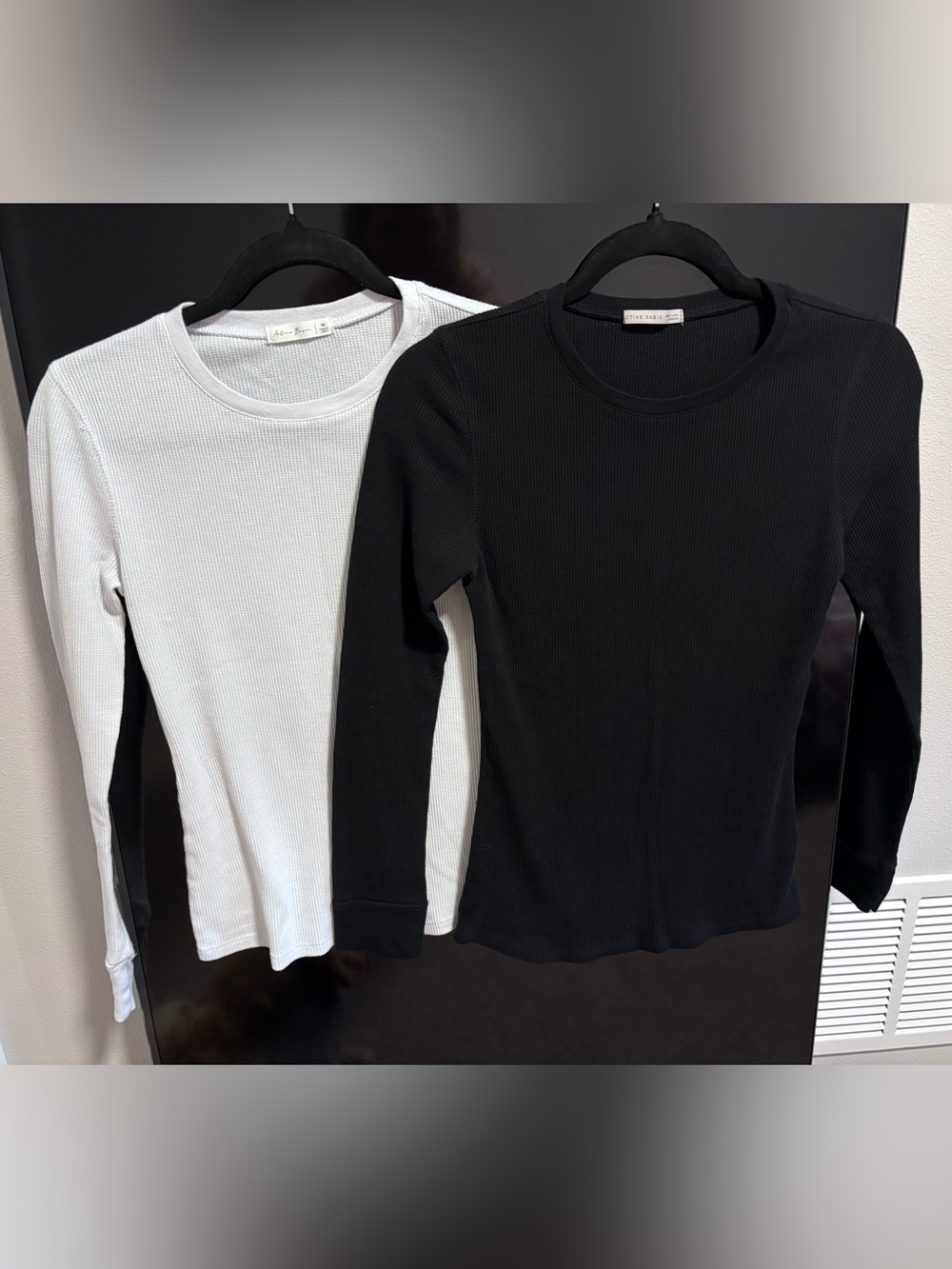 Active Basic Ribbed Long-Sleeve Tee in Black and White